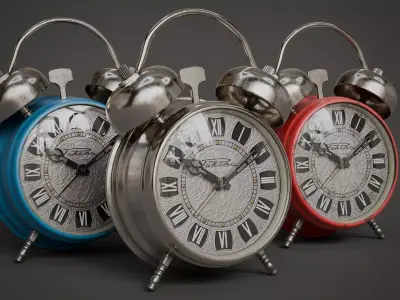 Vintage Alarm Clock Set 3D Model Pack