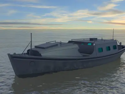 Motorboat 1960 Low-poly 3D model