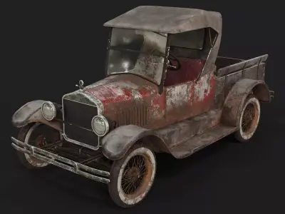 Old Rusted Vintage Pickup Truck Low-poly 3D model