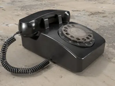 Classic rotary telephone Low-poly 3D model