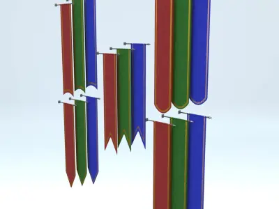 Wall Pole Banners 3D model