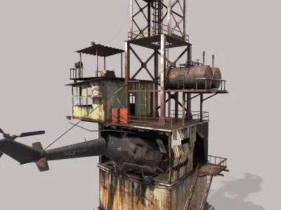 Post-Apocalyptic Outpost Tower 3D model