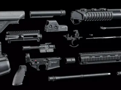 AR 15 Modular Tactical HK416 Low-poly 3D model