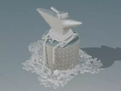 Medieval Blacksmith Anvil Scene Low-poly 3D model