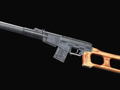 MILITARY Game Ready VSS Vintorez Low-poly 3D model