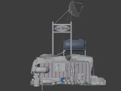 Post Apocalyptic Kitbash UNREAL FBX BLEND Houses Containers  3D model