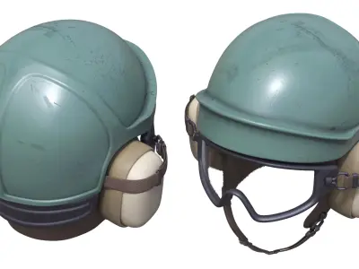Flight Deck Technician Helmet with Goggles Green Used 3D model