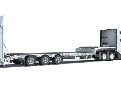 2024 Semi-Truck with Platform Trailer 3D model