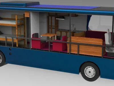 Caravan bus Low-poly 3D model