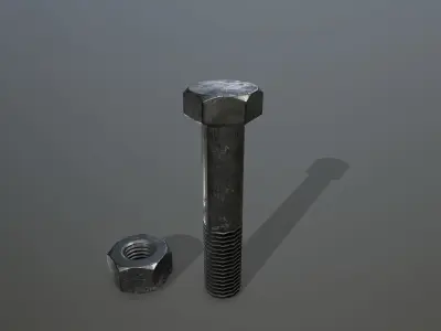 Bolts bolt and nut Low-poly 3D model 17
