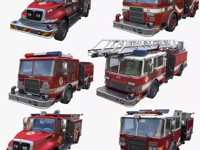 Fire trucks collection 3D Model Pack