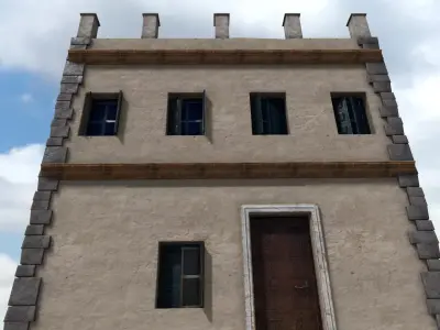 Old High-Quality 3D Colonial House Low-poly 3D model 12