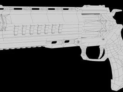 Sci fi Revolver Low-poly Game ready 3D model Low-poly 3D model