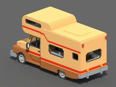 Voxel Motorhome Low-poly 3D model