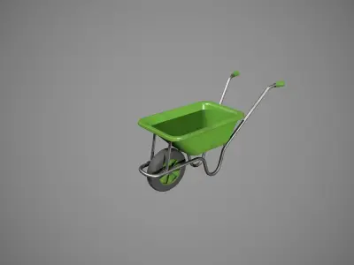 Green Wheelbarrow Low-poly 3D model purchase
