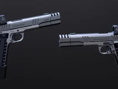2 Models - Default and Tuning - Handgun Colt 1911 Low-poly 3D model
