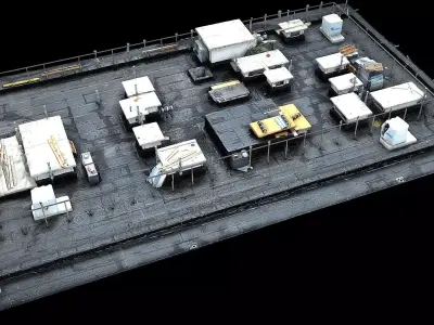 construction-site building roof photogrammetry Low-poly 3D model