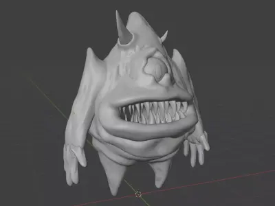 One Eye Brown Creature Low-poly 3D model