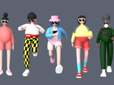 cartoon characters 4 01 3D model