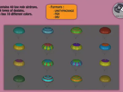 Airdrops parachute Low-poly 3D model purchase