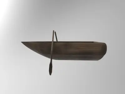 Old rowing wooden boat PBR Free low-poly 3D model