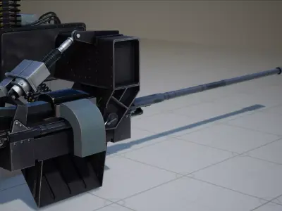 Autocannon for a Helicopter Low-poly 3D model