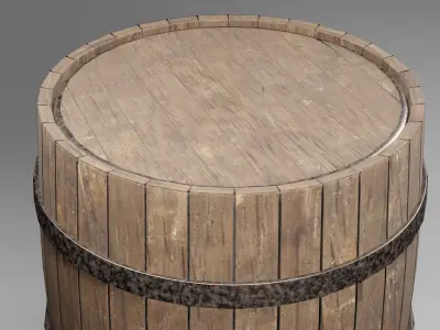 Wood Barrel Free low-poly 3D model purchase