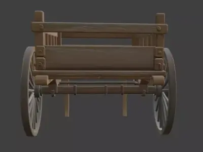 Medieval Wooden Cart 3D Model 3D model