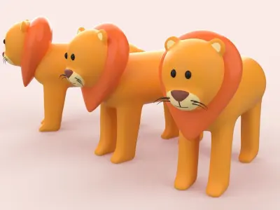 Cartoon Lion Animal Style Cute Low-poly 3D model