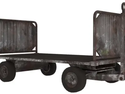 Baggage Cart 1 Rusty Lowpoly Low-poly 3D model