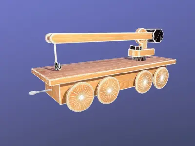 Wooden Toy Train - Crane Wagon Low-poly 3D model