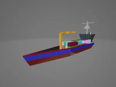Low Poly Cargo Ship Low-poly 3D model