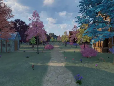 Charming Village In Bloom 3D model