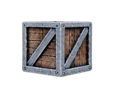 Rustic Industrial Metal and Wood Crate 3D model