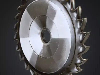 Industrial Saw Blade 3D Model High Poly Metallic Cutting Tool Low-poly 3D model