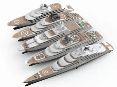  World Largest Top 5 Superyachts Collection 