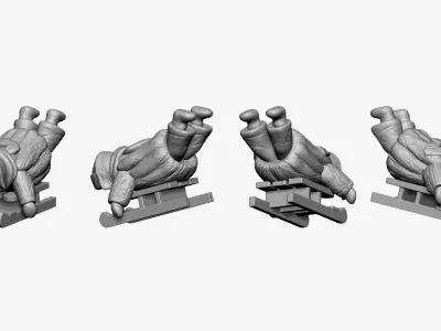 001351 kid skating on hos belly on the sled 3D model