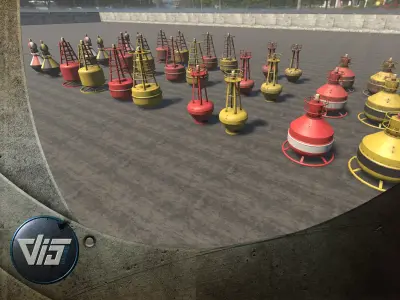 Buoys Collection Low-poly 3D model