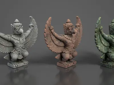 Ancient Khmer Statue 04-250522 Low-poly 3D model