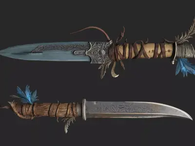 Native american ornamet dagger High Poly Resolution 3D model