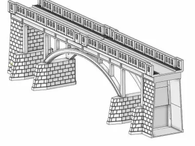 Concrete Single Track Railway Bridge 1-87 FDM 3D print model