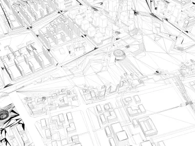 Urban highrise building building ancillary building commercial 3D model V1