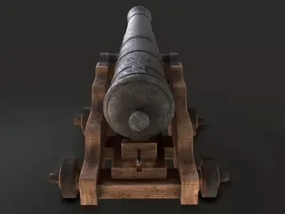 Old Iron Naval Cannon Low-poly 3D model