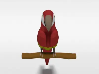 Low Poly Cartoon Macaw Parrot Low-poly 3D model