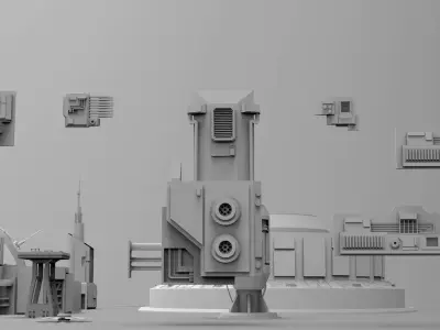 Scifi dressing kitbash set  Low-poly 3D model