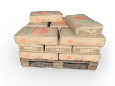 Pallet with Cement Bags Low-poly 3D model