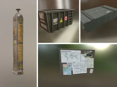 Army Base Props Low-poly 3D model