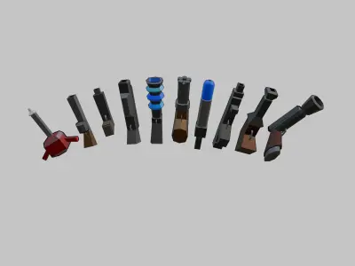 10 WEAPONS MODULAR KIT Low-poly 3D model