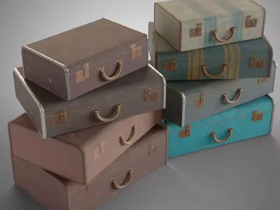 Old suitcase Low-poly 3D model purchase