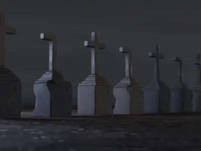 Hand Sculpted cemetery gravestones part 4 Low-poly 3D model